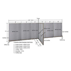 GOF 60"D x 228"W x 48”/60”/72”H, T-Shaped Freestanding Fabric Partition