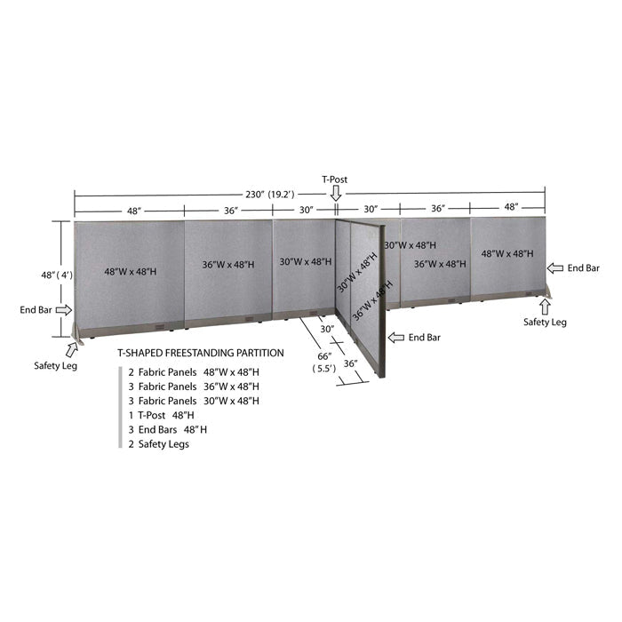 GOF Office T-Shaped Partition 66D x 228W x 48H - Kainosbuy.com