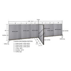 GOF 66"D x 228"W x 48”/60”/72”H, T-Shaped Freestanding Fabric Partition