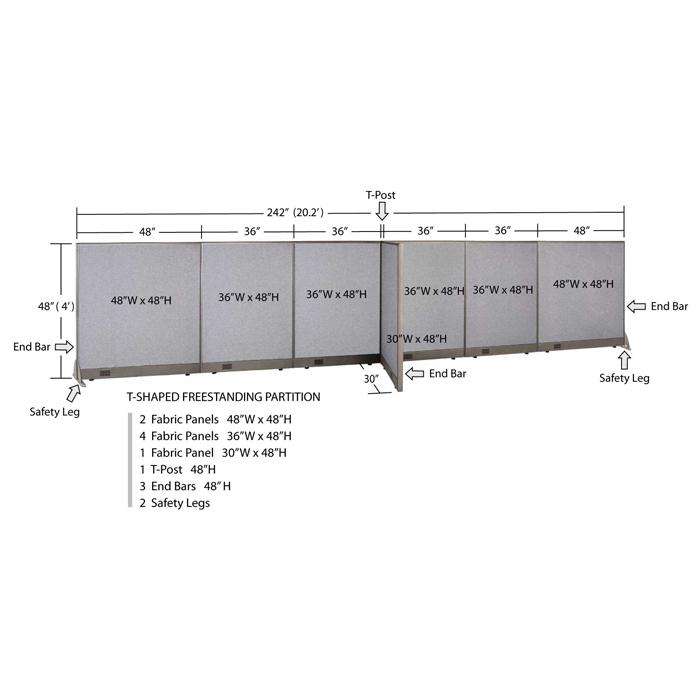 GOF Office T-Shaped Partition 30D x 240W x 48H - Kainosbuy.com