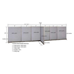 GOF 36"D x 240"W x 48”/60”/72”H, T-Shaped Freestanding Fabric Partition
