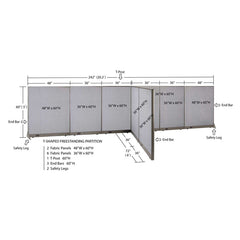 GOF 72"D x 240"W x 48”/60”/72”H, T-Shaped Freestanding Fabric Partition