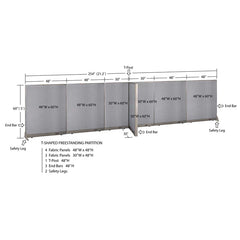 GOF 30"D x 252"W x 48”/60”/72”H, T-Shaped Freestanding Fabric Partition