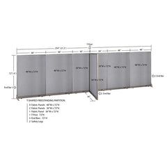 GOF 36"D x 252"W x 48”/60”/72”H, T-Shaped Freestanding Fabric Partition