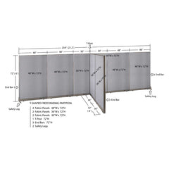 GOF 72"D x 252"W x 48”/60”/72”H, T-Shaped Freestanding Fabric Partition