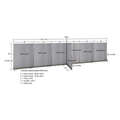 GOF 36"D x 264"W x 48”/60”/72”H, T-Shaped Freestanding Fabric Partition