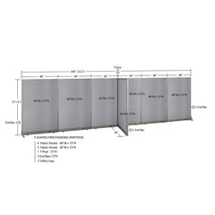 GOF 36"D x 264"W x 48”/60”/72”H, T-Shaped Freestanding Fabric Partition