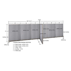 GOF 48"D x 264"W x 48”/60”/72”H, T-Shaped Freestanding Fabric Partition