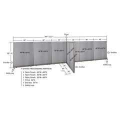 GOF 60"D x 264"W x 48”/60”/72”H, T-Shaped Freestanding Fabric Partition
