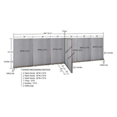 GOF 60"D x 264"W x 48”/60”/72”H, T-Shaped Freestanding Fabric Partition
