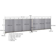 GOF 30"D x 288"W x 48”/60”/72”H, T-Shaped Freestanding Fabric Partition