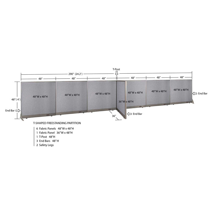 GOF Office T-Shaped Partition 36D x 288W x 48H - Kainosbuy.com