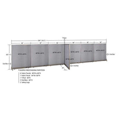 GOF 36"D x 288"W x 48”/60”/72”H, T-Shaped Freestanding Fabric Partition