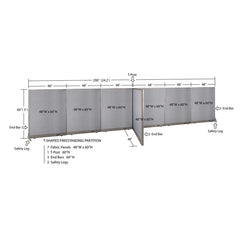 GOF 48"D x 288"W x 48”/60”/72”H, T-Shaped Freestanding Fabric Partition