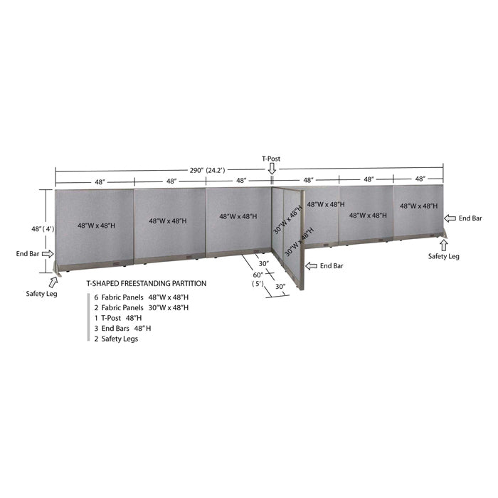 GOF Office T-Shaped Partition 60D x 288W x 48H - Kainosbuy.com