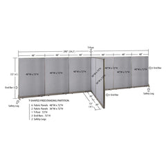 GOF 72"D x 288"W x 48”/60”/72”H, T-Shaped Freestanding Fabric Partition