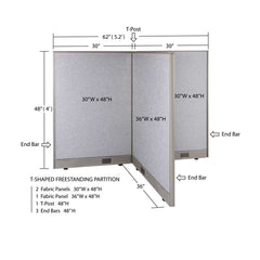 GOF Office T-Shaped Partition 36D x 60W x 48H - Kainosbuy.com