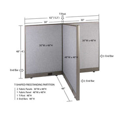 GOF Office T-Shaped Partition 48D x 60W x 48H - Kainosbuy.com