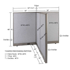 GOF Office T-Shaped Partition 60D x 60W x 48H - Kainosbuy.com