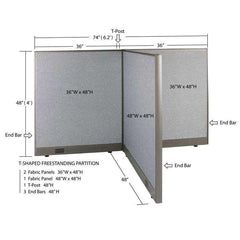 GOF Office T-Shaped Partition 48D x 72W x 48H - Kainosbuy.com
