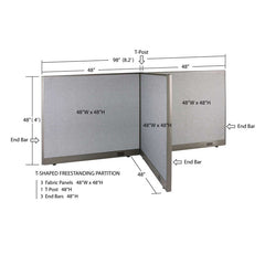 GOF Office T-Shaped Partition 48D x 96W x 48H - Kainosbuy.com