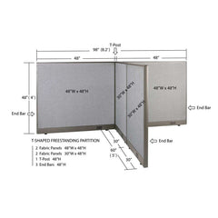GOF Office T-Shaped Partition 60D x 96W x 48H - Kainosbuy.com