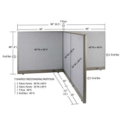 GOF Office T-Shaped Partition 72D x 96W x 48H - Kainosbuy.com