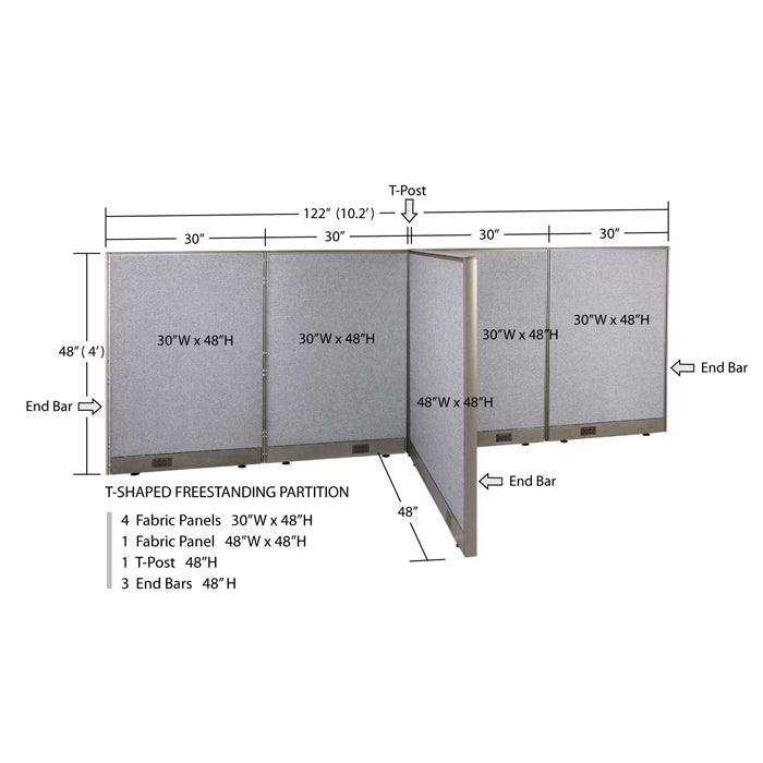GOF Office T-Shaped Partition 48D x 120W x 48H - Kainosbuy.com