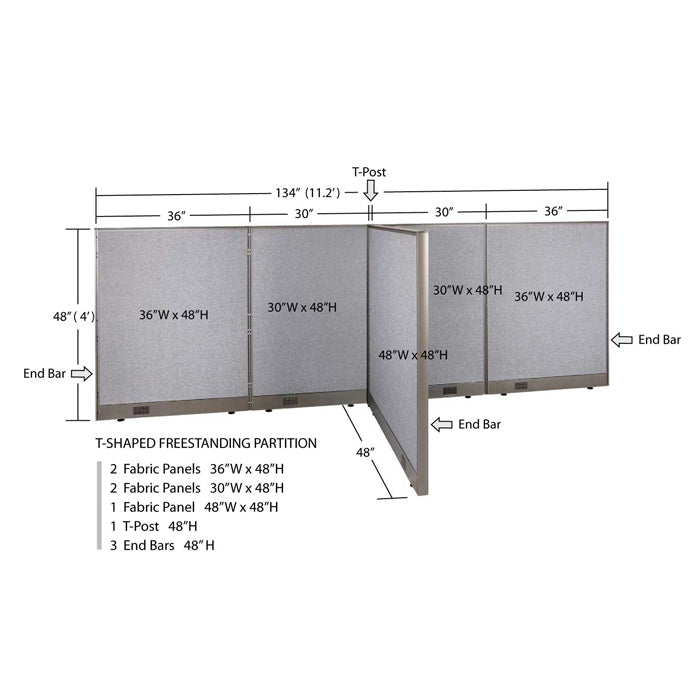 GOF Office T-Shaped Partition 48D x 132W x 48H - Kainosbuy.com