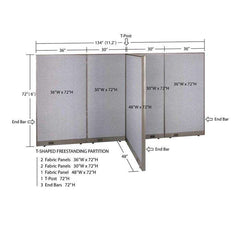 GOF 48"D x 132"W x 48”/60”/72”H, T-Shaped Freestanding Fabric Partition