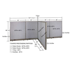 GOF Office T-Shaped Partition 60D x 132W x 48H - Kainosbuy.com