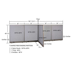 GOF Office T-Shaped Partition 36D x 144W x 48H - Kainosbuy.com