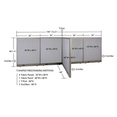 GOF Office T-Shaped Partition 48D x 144W x 48H - Kainosbuy.com
