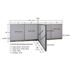 GOF Office T-Shaped Partition 66D x 144W x 48H - Kainosbuy.com
