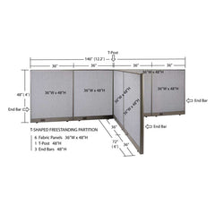 GOF Office T-Shaped Partition 72D x 144W x 48H - Kainosbuy.com