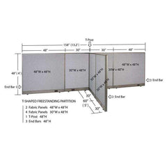 GOF Office T-Shaped Partition 60D x 156W x 48H - Kainosbuy.com