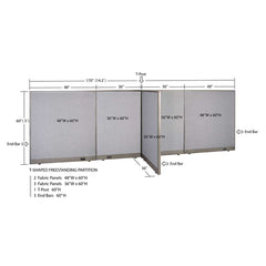 GOF 36"D x 168"W x 48”/60”/72”H, T-Shaped Freestanding Fabric Partition