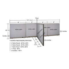 GOF Office T-Shaped Partition 66D x 168W x 48H - Kainosbuy.com