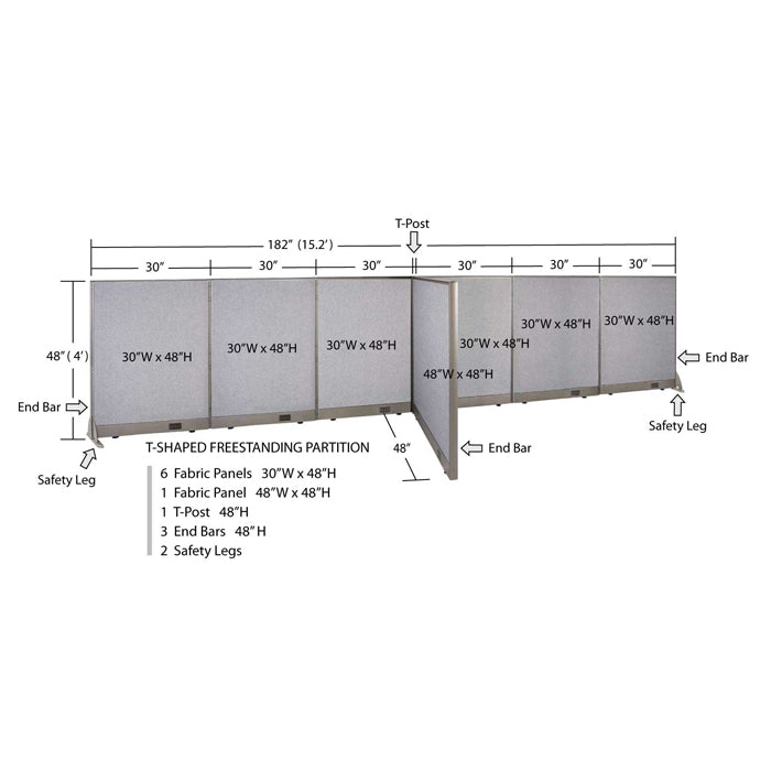 GOF Office T-Shaped Partition 48D x 180W x 48H - Kainosbuy.com