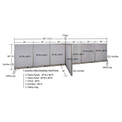 GOF Office T-Shaped Partition 48D x 180W x 48H - Kainosbuy.com
