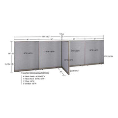 GOF 36"D x 192"W x 48”/60”/72”H, T-Shaped Freestanding Fabric Partition