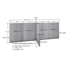 GOF 48"D x 192"W x 48”/60”/72”H, T-Shaped Freestanding Fabric Partition