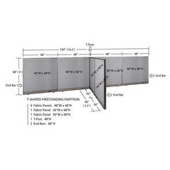 GOF Office T-Shaped Partition 66D x 192W x 48H - Kainosbuy.com