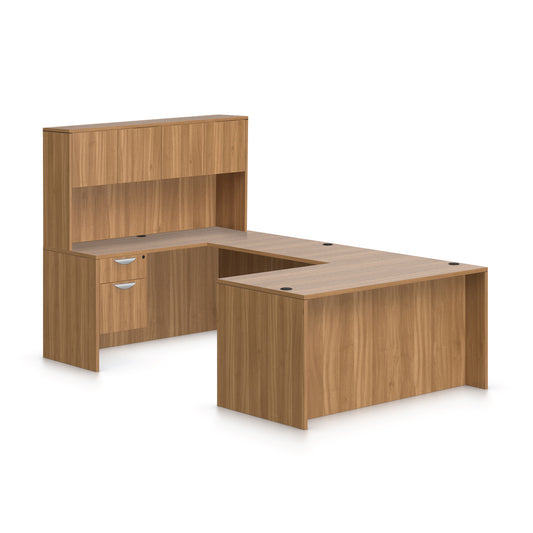 U71B - 6' x 8.5' U-Shape Workstation(Rectangular Desk with Hanging B/F Pedestal) Hutch Added - Kainosbuy.com