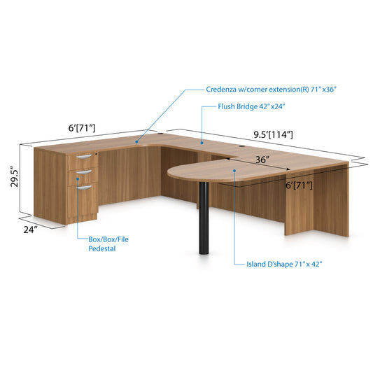 U71D - 6' x 9.5' U-Shape Workstation(Island D with B/B/F Pedestal) - Kainosbuy.com