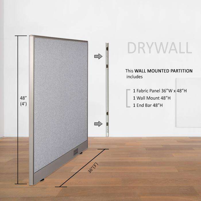 GOF Wallmounted Office Partition<BR>36W x 72H - Kainosbuy.com