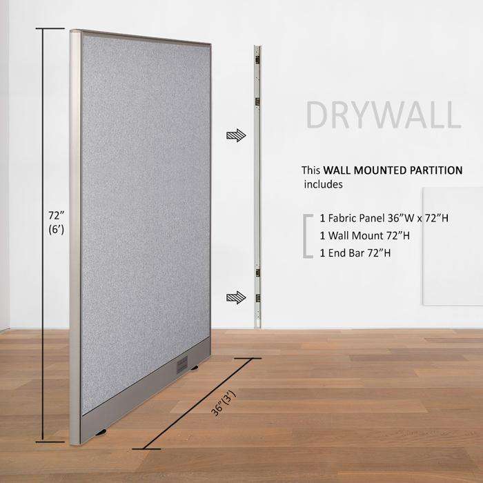 GOF Wallmounted Office Partition<BR>36W x 72H - Kainosbuy.com
