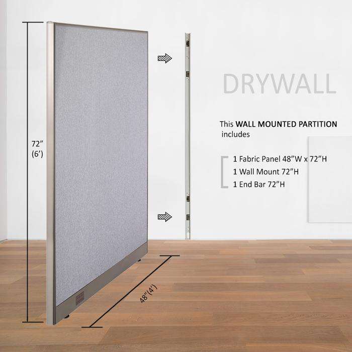 GOF Wallmounted Office Partition<BR>48W x 72H - Kainosbuy.com