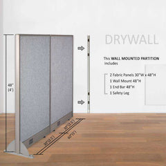 GOF Wallmounted Office Partition<BR>60W x 72H - Kainosbuy.com