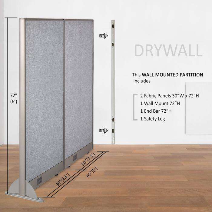 GOF Wallmounted Office Partition<BR>60W x 72H - Kainosbuy.com